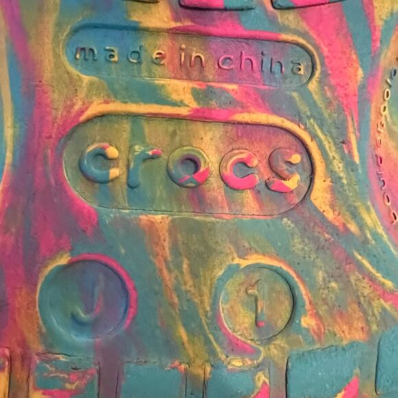 Crocs Kids Classic Marbled Clog Size J 3 Tie Dye Shoes - Picture 8 of 11